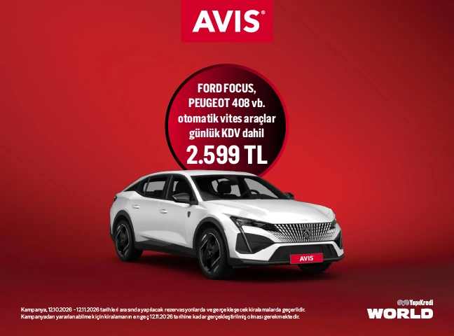 Yapı Kredi Kredi Kartı Sahiplerine Sabit Fiyatla Araç Kiralama Avantajı Avis’ten!