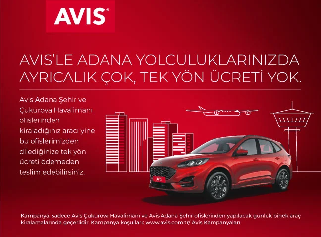 Çukurova Havalimanı ve Adana Şehir Ofisi Arası Tek Yön Ücretsiz